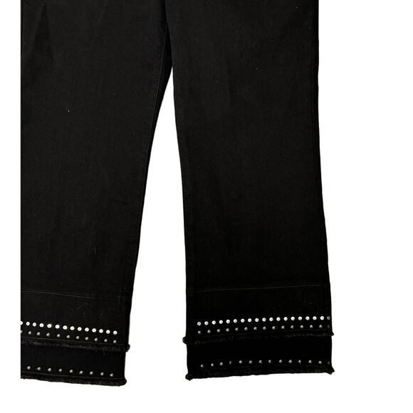 Style & Co. Cropped Flare Jeans Studded Layered Black BOHO festival womens 12 EC - Picture 5 of 11